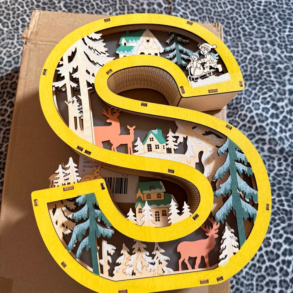 Anthropologie Illuminated Wonderland Scene Monogram Letter S NWT - Picture 10 of 13